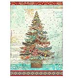 Stamperia A4 Rice Paper Christmas Greetings Tree