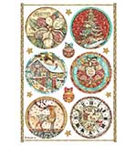 Stamperia A4 Rice Paper Christmas Greetings Rounds