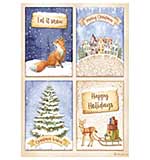 Stamperia A4 Rice Paper Winter Valley 4 Cards Fox