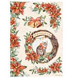 Stamperia A4 Rice Paper All Around Christmas Garland With Cat