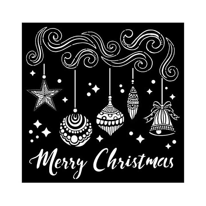 SO: Stamperia 18 x 18cm Thick Stencil Merry Christmas Bells
