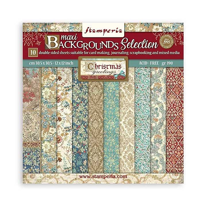 SO: Stamperia Scrapbooking Pad 10 sheets 30.5 x 30.5 (12?12) Backgrounds Christmas Greetings