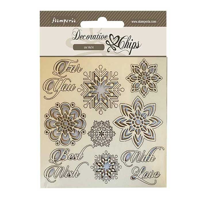 Stamperia 14?14 cm Decorative Chips Snowflakes
