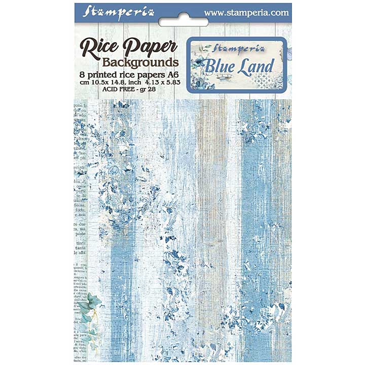 SO: Stamperia Blue Land A6 Rice Paper Backgrounds