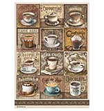 Stamperia A4 Rice Paper Coffee and Chocolate Tags With Cups