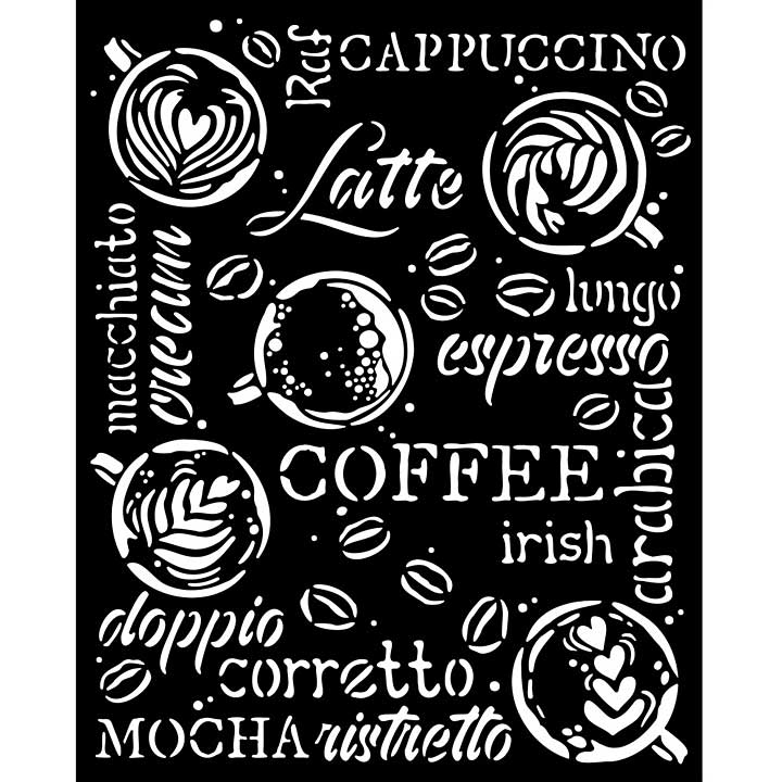 Stamperia 20 x 25 cm Thick Stencil Coffee And Chocolate Cappuccino