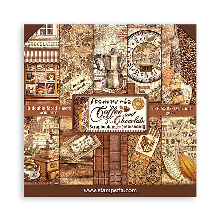 Stamperia Scrapbooking Pad 10 sheets 30.5 x 30.5 (12x12) Coffee And Chocolate
