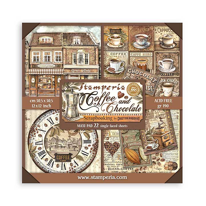 Stamperia Scrapbooking Pad 22 sheets cm 30.5 x 30.5 (12x12) Single Face Coffee And Chocolate