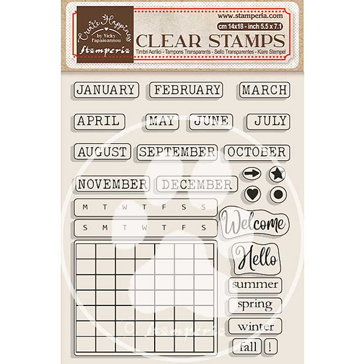 Stamperia Create Happiness Christmas Clear Stamps Calendar, Monthly (WTK178)