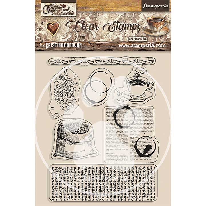 Stamperia Coffee and Chocolate Clear Stamps Coffee Elements (WTK185)