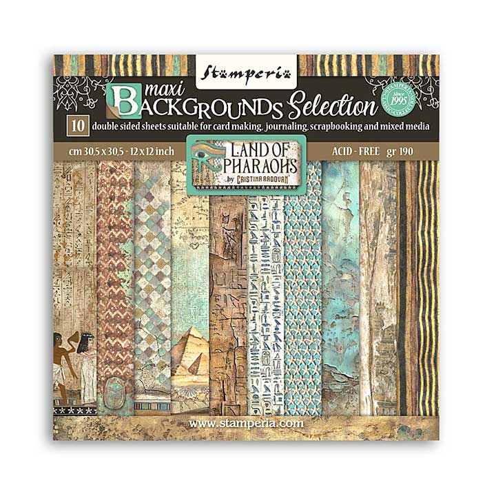 SO: Stamperia Land of Pharaohs Maxi Background 12x12 Inch Paper Pack (SBBL154)