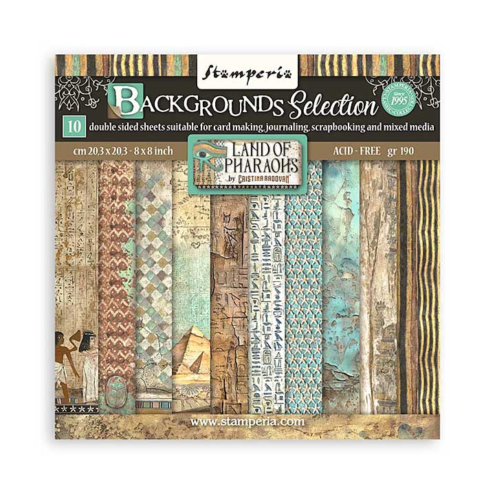 Stamperia Land of Pharaohs Backgrounds 8x8 Inch Paper Pack (SBBS106)