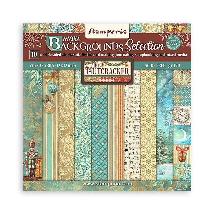 Stamperia The Nutcracker 12x12 Inch Paper Pack Maxi Backgrounds Selection