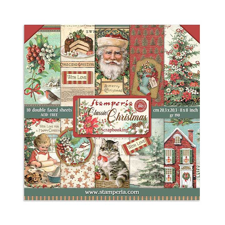 Stamperia Classic Christmas 8x8 Inch Paper Pack