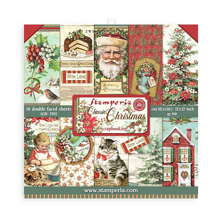 Stamperia Classic Christmas 12x12 Inch Paper Pack