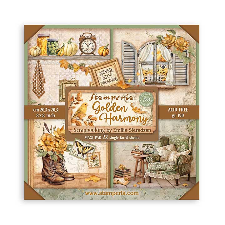 Stamperia Golden Harmony 8x8 Inch Paper Pack Maxi (Single Sided)