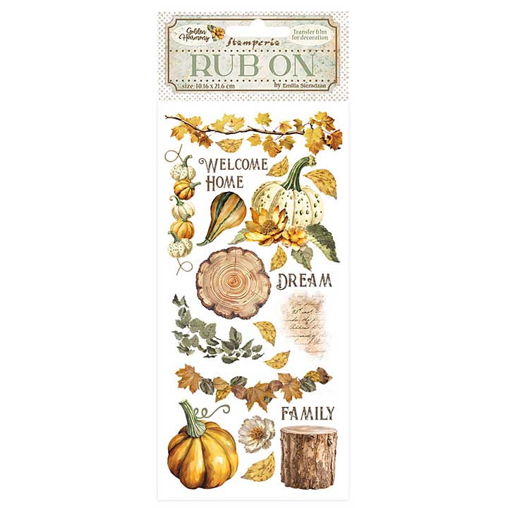 Stamperia Golden Harmony Rub-On 4x8,5 Inch Pumpkins