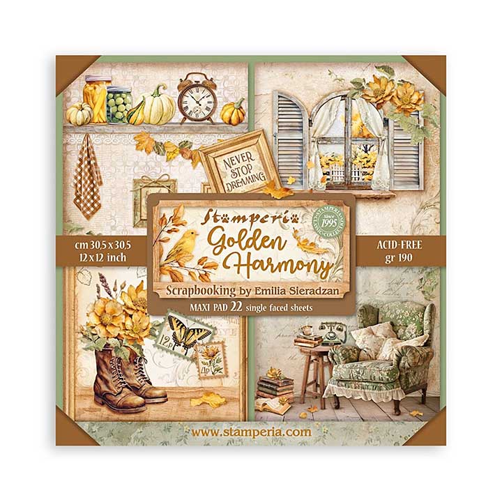 Stamperia Golden Harmony 12x12 Inch Paper Pack Maxi (Single Face)