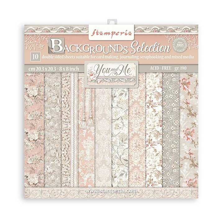 Stamperia Backgrounds Selection You and Me 8x8 Inch Paper Pack