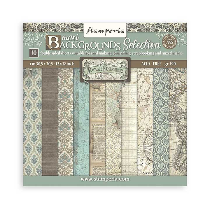 Stamperia Voyages Fantastiques Maxi Background 12x12 Inch Paper Pack