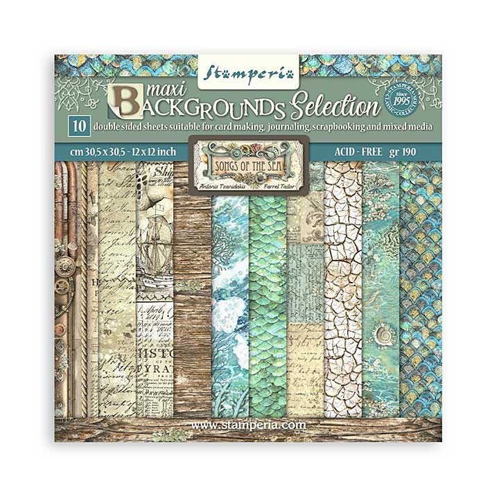 Stamperia Songs of the Sea Maxi Background 12x12 Inch Paper Pack