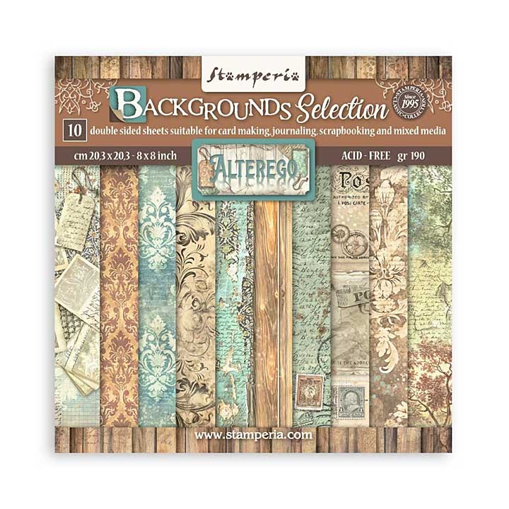 SO: Stamperia Alterego 8x8 Inch Paper Pack Maxi Backgrounds Selection