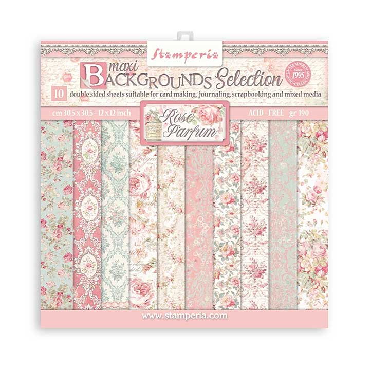 Stamperia Rose Parfum Maxi Background 12x12 Inch Paper Pack