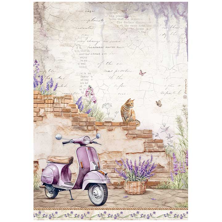 Stamperia Lavender A4 Rice Paper Vespa (6pcs)