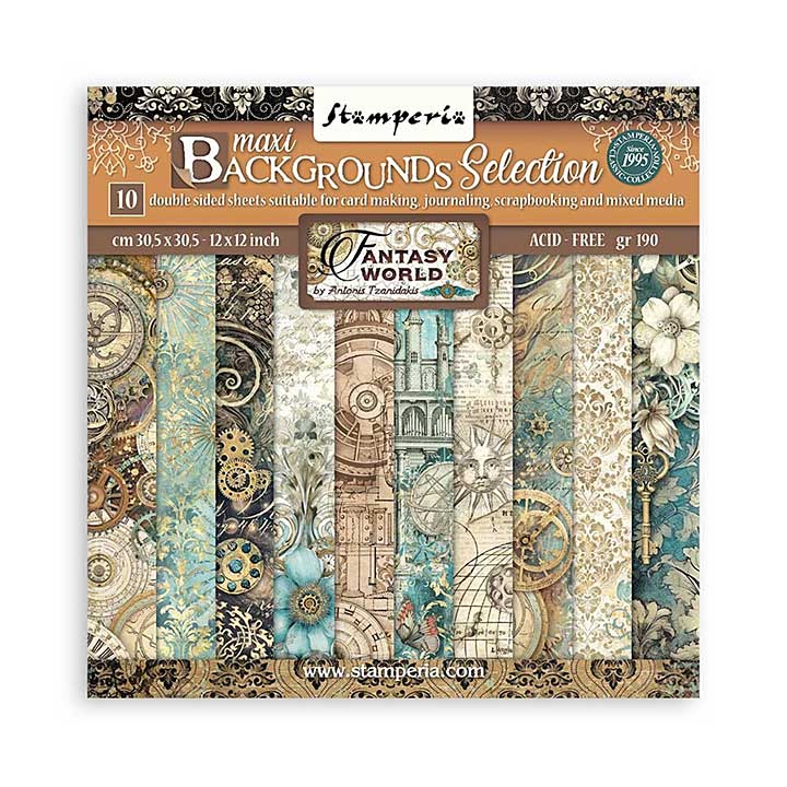 Stamperia Sir Vagabond in Fantasy World Maxi Background 12x12 Inch Paper Pack