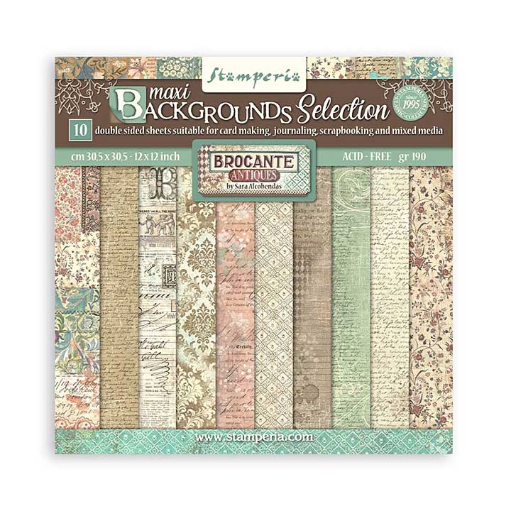 Stamperia Brocante Antiques Maxi Background 12x12 Inch Paper Pack