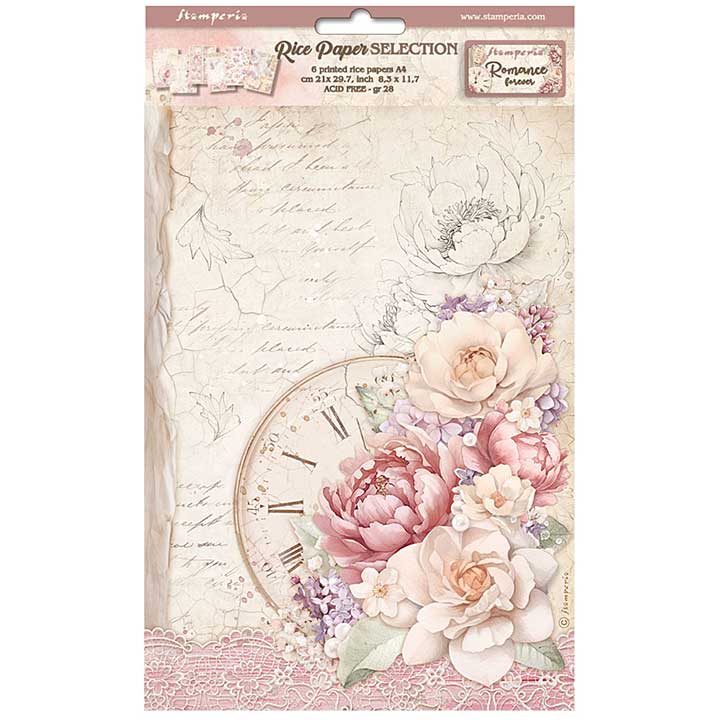 SO: Stamperia Romance Forever A4 Rice Paper Selection (6 pcs)