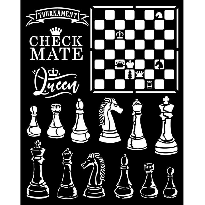 Stamperia Thick Stencil 20x25cm Alice Check Mate