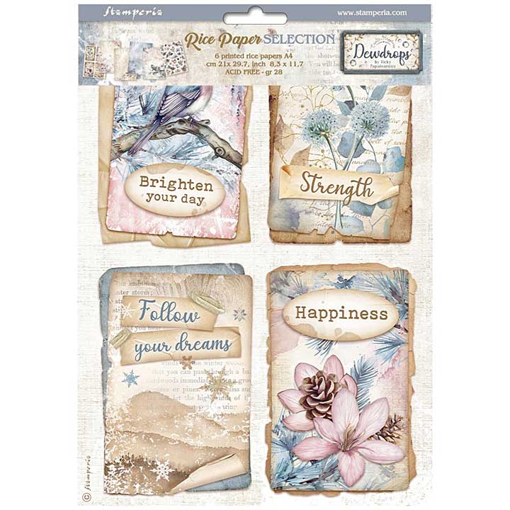 Stamperia Create Happiness Dewdrops A4 Rice Paper Selection (6pcs)