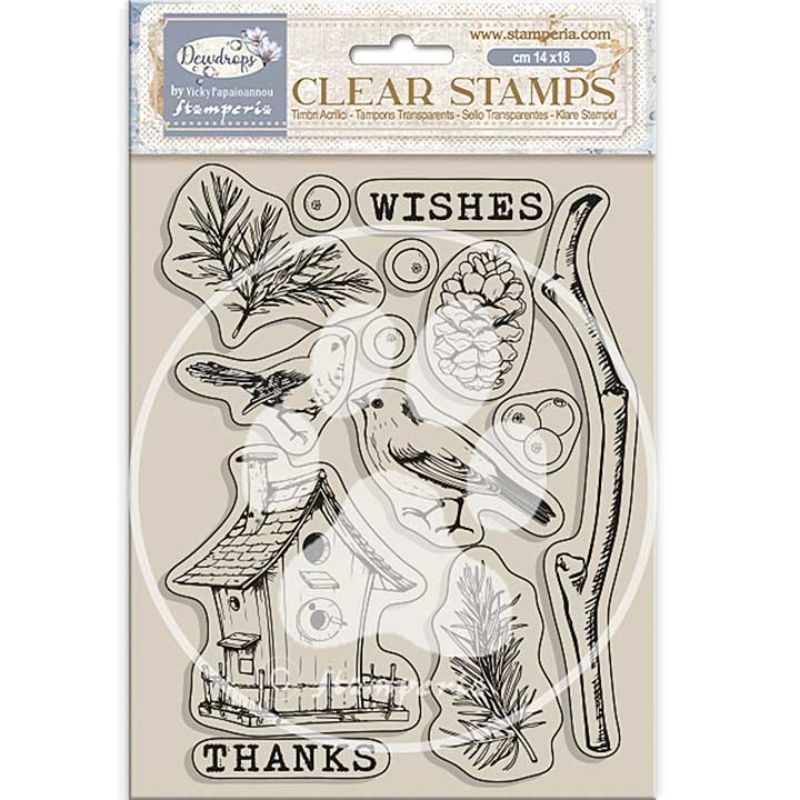 SO: Stamperia Create Happiness Dewdrops Clear Stamps Nest Bird