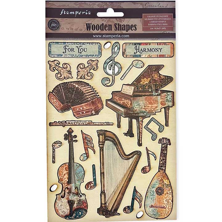 Stamperia Music A5 Colored Wooden Shape