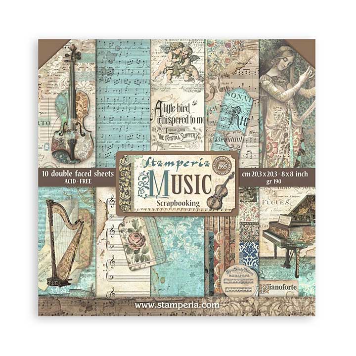 Stamperia Music 8x8 Inch Paper Pack