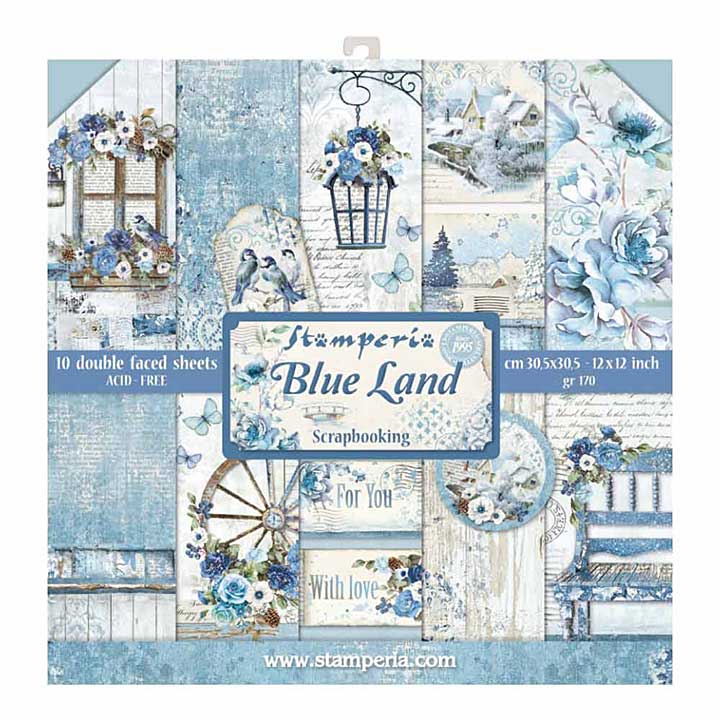 Stamperia Blue Land 12x12 Inch Paper Pack