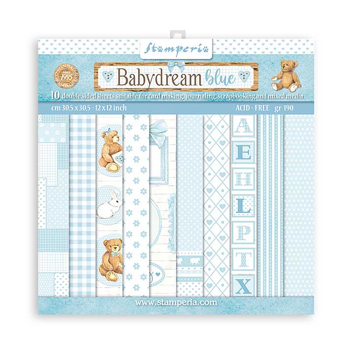 Stamperia Babydream Blue 12x12 Inch Paper Pack