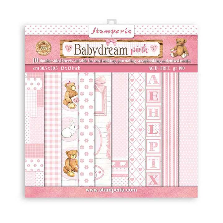 Stamperia Scrapbooking Pad 10 sheets 30.5 x 30.5 cm (12 x 12) BabyDream Pink