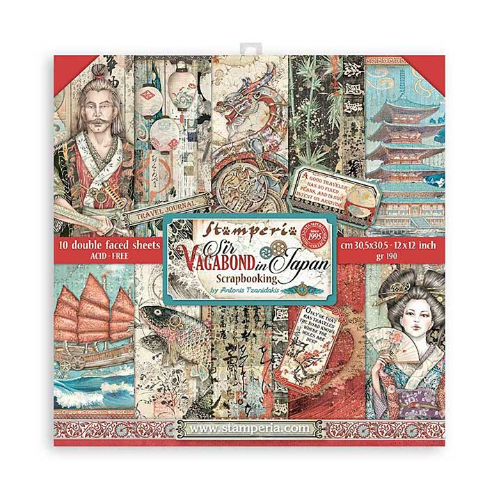 Stamperia Scrapbooking Pad 10 sheets 30.5 x 30.5 cm (12 x 12) Double Face Sir Vagabond In Japan