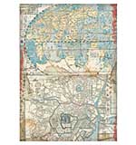 Stamperia Rice Paper A4 Sir Vagabond in Japan Map (6 pcs)