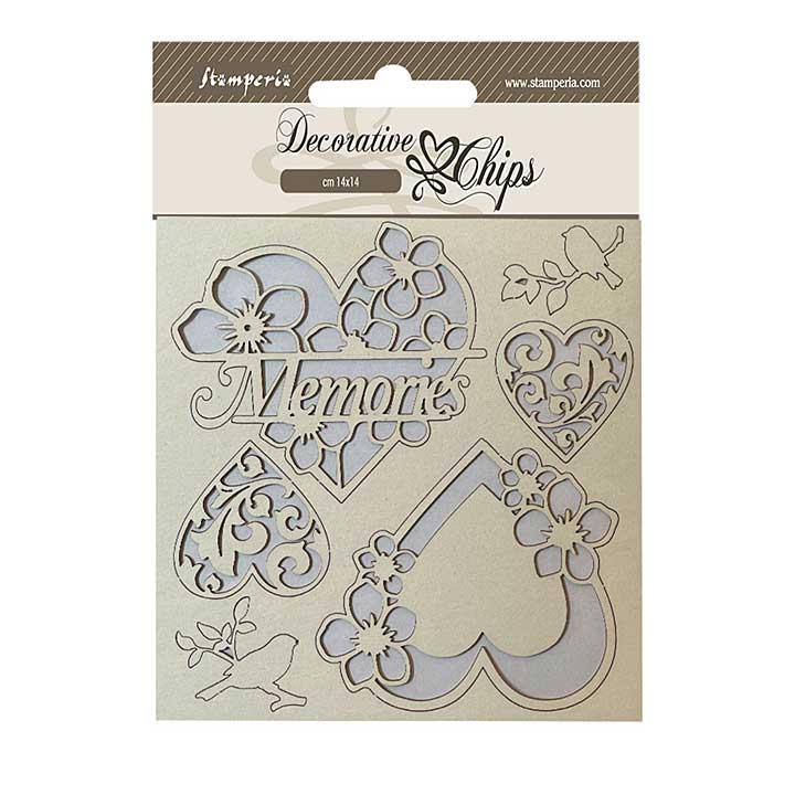 Stamperia Blue Land Decorative Chips Memories