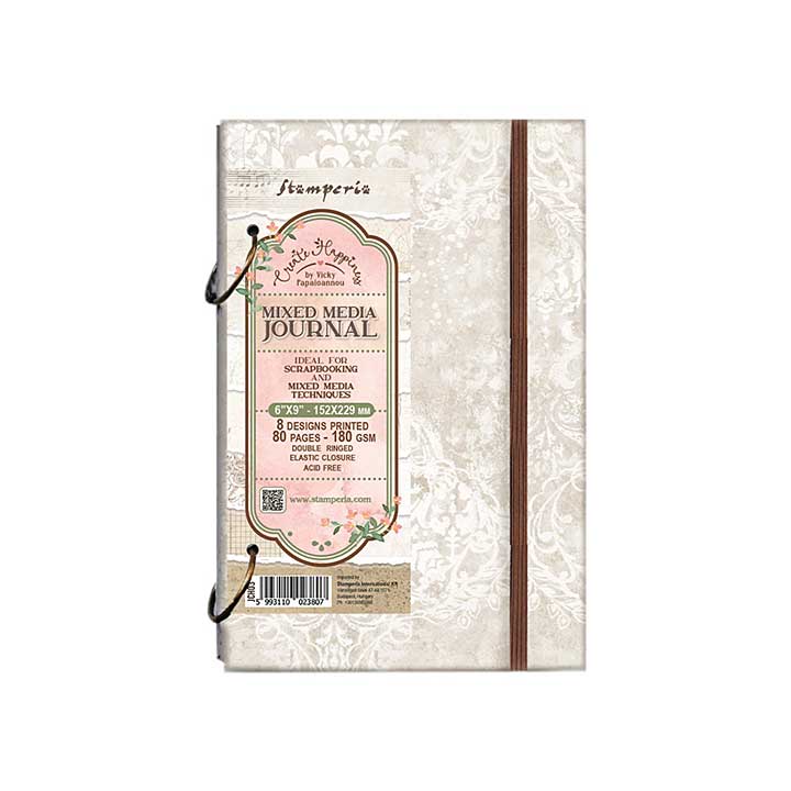 Stamperia Mixed Media Journal 6x9 Inch Ring Journal Create Happiness
