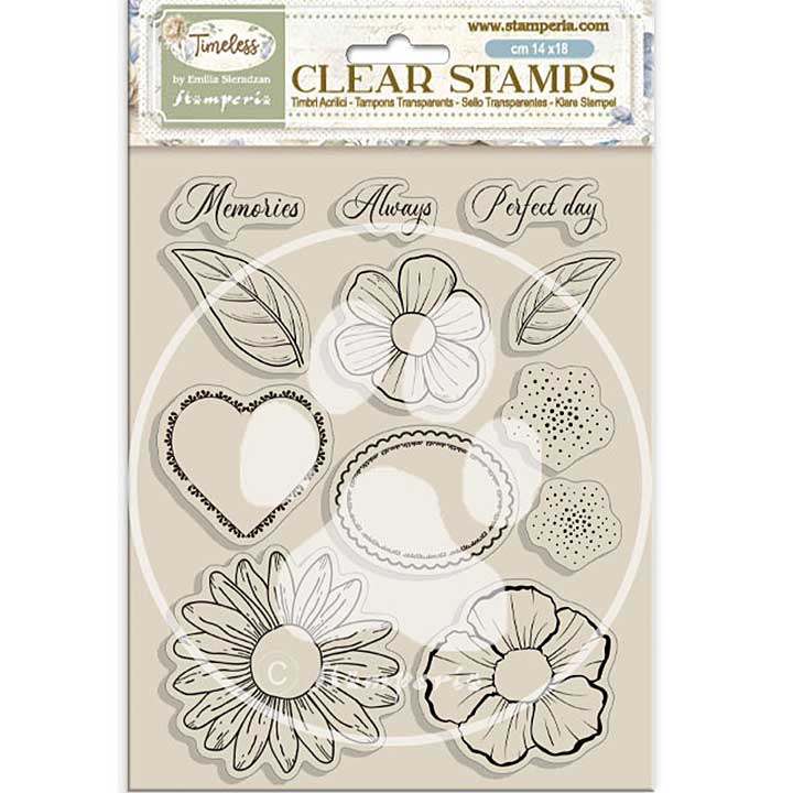 Stamperia Timeless Clear Stamps Flowers and Hearts