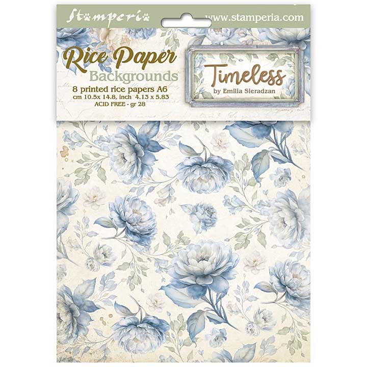 Stamperia Timeless A6 Rice Paper Backgrounds (8pcs)