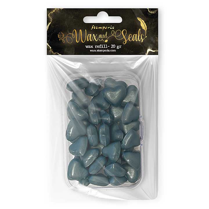 Stamperia Heart Shape Pearl Blue Wax And Seals (Wax Refill 20gr)