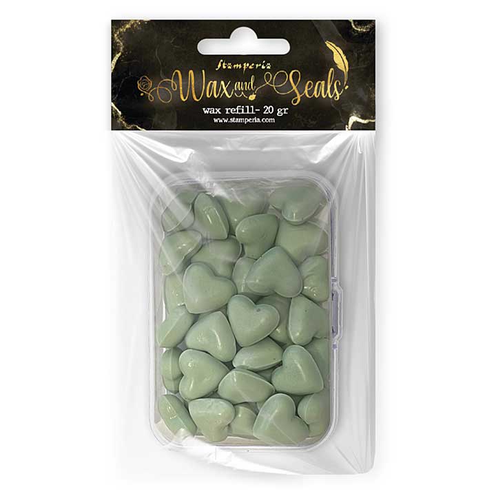 Stamperia Heart Shape Pastel Mint Wax And Seals (Wax Refill 20gr)