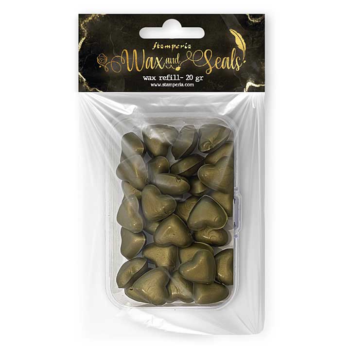 Stamperia Heart Shape Old Gold Wax And Seals (Wax Refill 20gr)