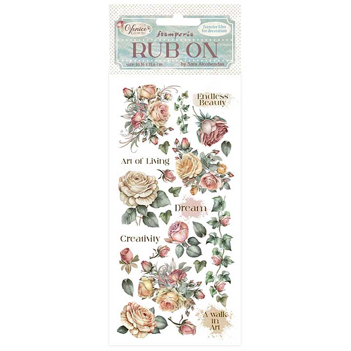 Stamperia Venice City of Art Rub-On 4x8,5 Inch Roses