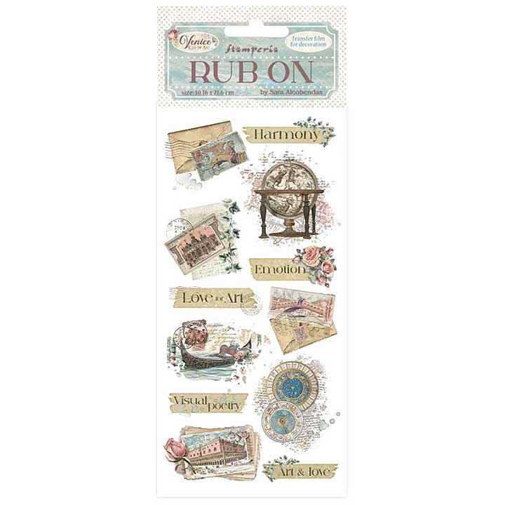 Stamperia Venice City of Art Rub-On 4x8,5 Inch Letters